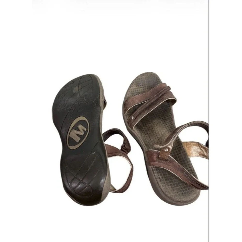 Merrell Dahlia Comfort Sandals Womens 8 Brown Leather Coffee Bean Walking